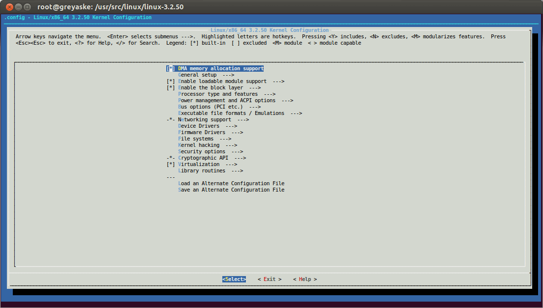 linux kernel kompilieren menuconfig