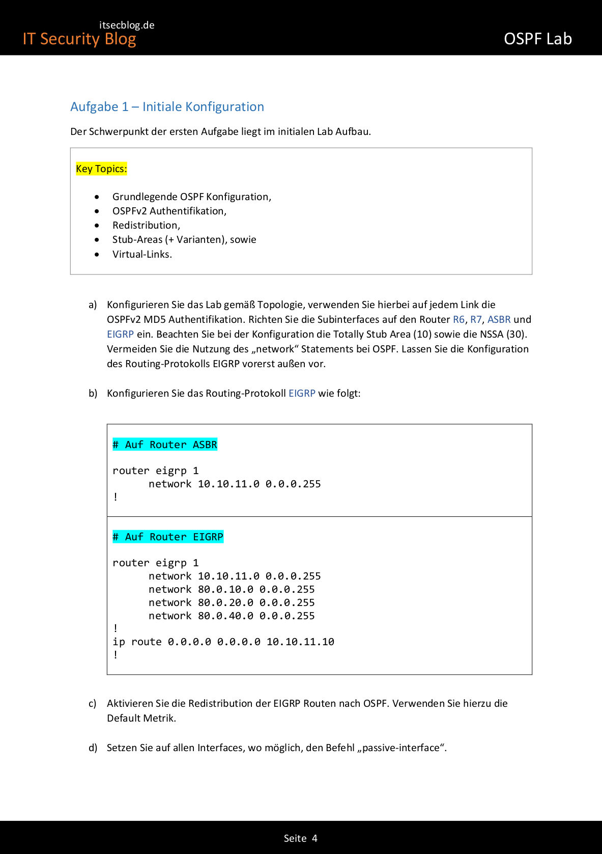 OSPF Lab Seite 4