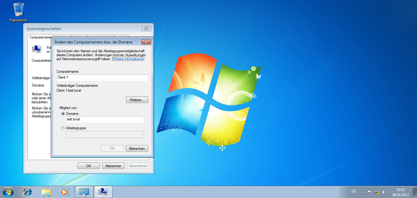 Microsoft Windows 7 - Aufnahme in eine Domäne