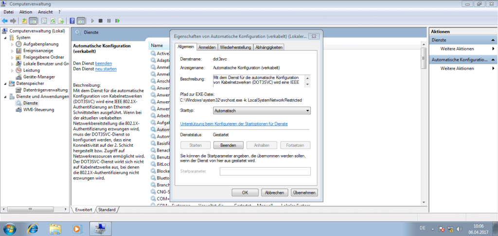Microsoft Windows 7 - Dienst Automatische Verkabelung