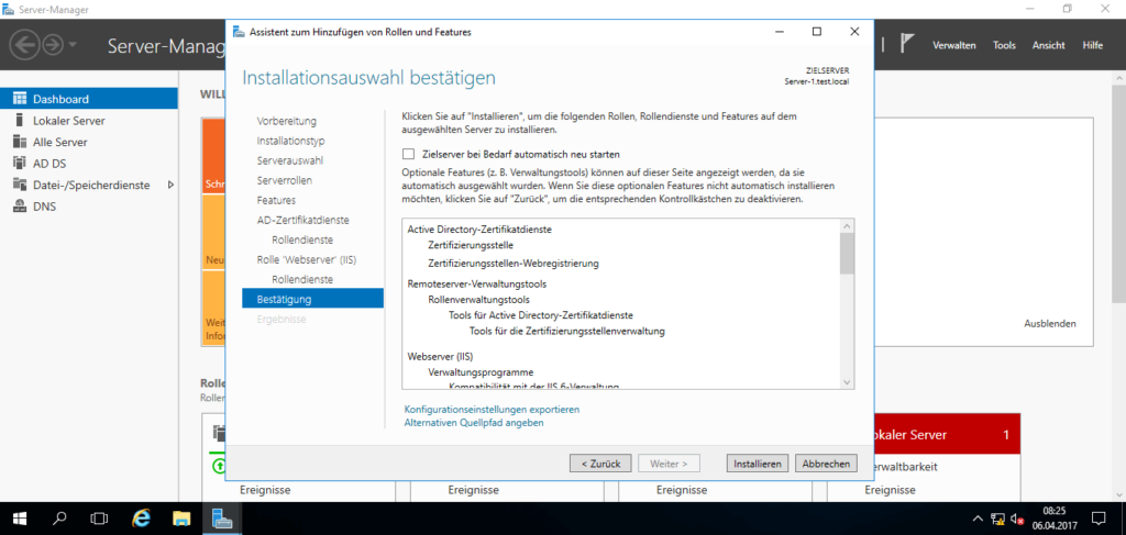 Microsoft Windows Server 2016 - Zertifikatdienste Installation