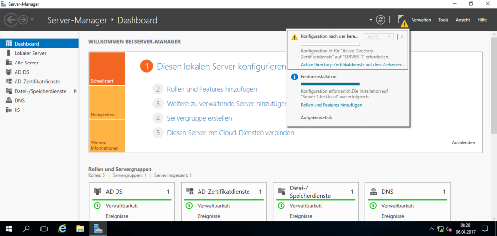 Microsoft Windows Server 2016 - Zertifikatdienste Konfiguration