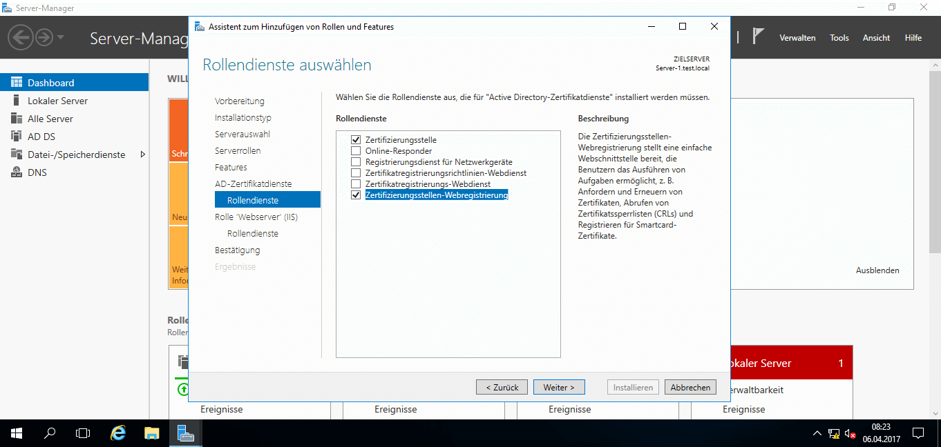 Microsoft Windows Server 2016 - Zertifikatsdienst Rollendienste